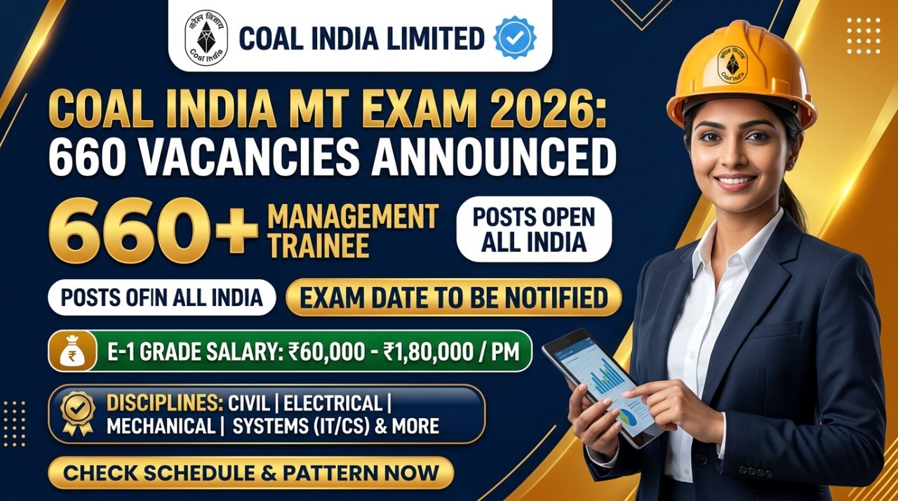 Coal India MT Exam Date 2026: 660 Management Trainee Vacancies, Check Exam Schedule & Pattern