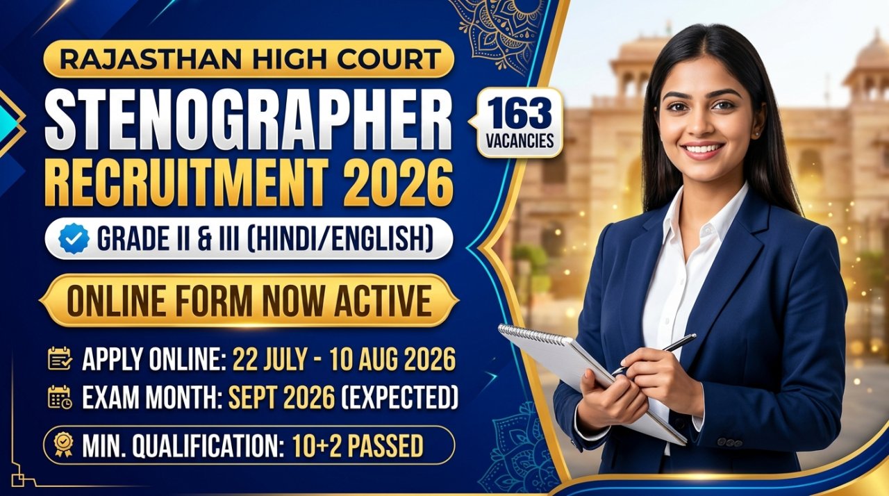 Rajasthan High Court Stenographer Recruitment 2026: 163 Vacancies for Grade II & III, Online Form Now Active