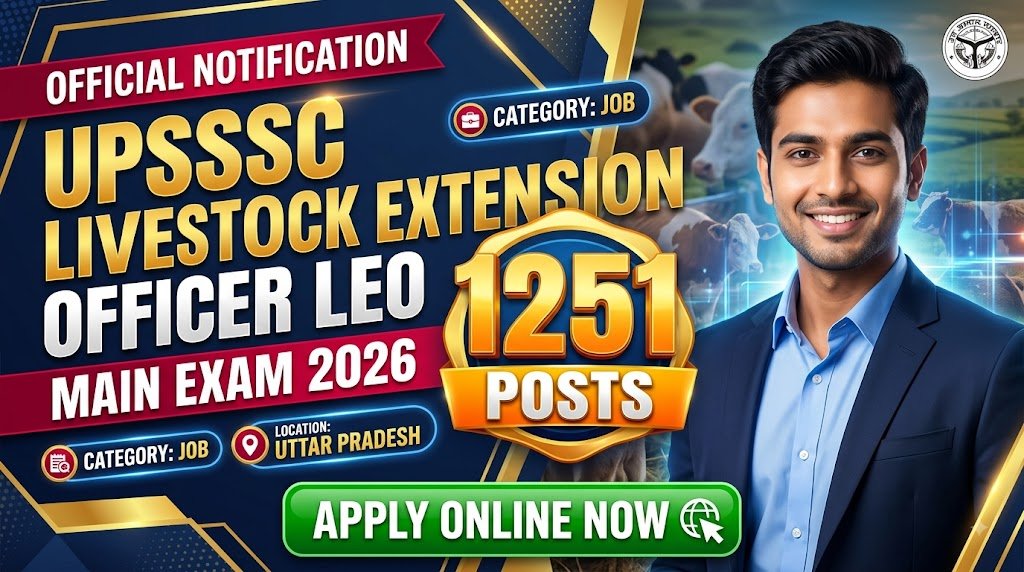 UPSSSC Livestock Extension Officer LEO Main Exam 2026: Apply Online for 1251 Posts