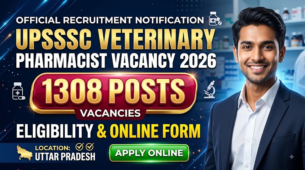 UPSSSC Veterinary Pharmacist Vacancy 2026: 1308 Posts, Eligibility & Online Form